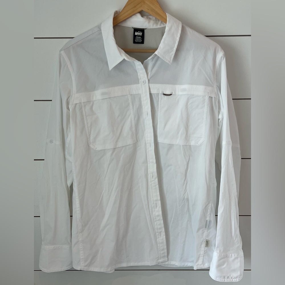 REI Co-op White Button-Up Outdoor Shirt 1X‎